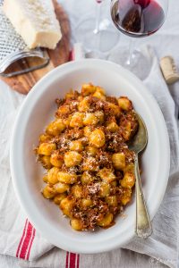 Potato gnocchi with sausage ragout
