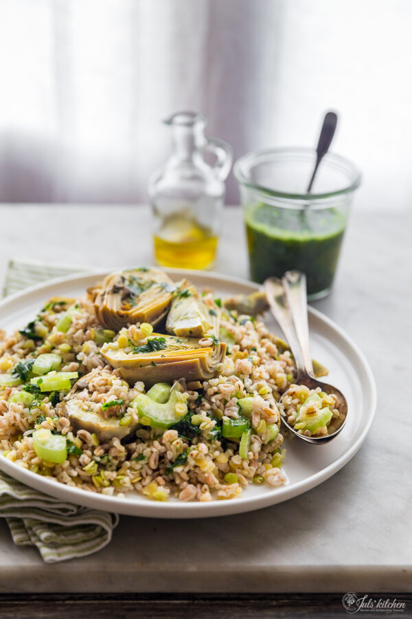 Ancient grain and artichoke salad