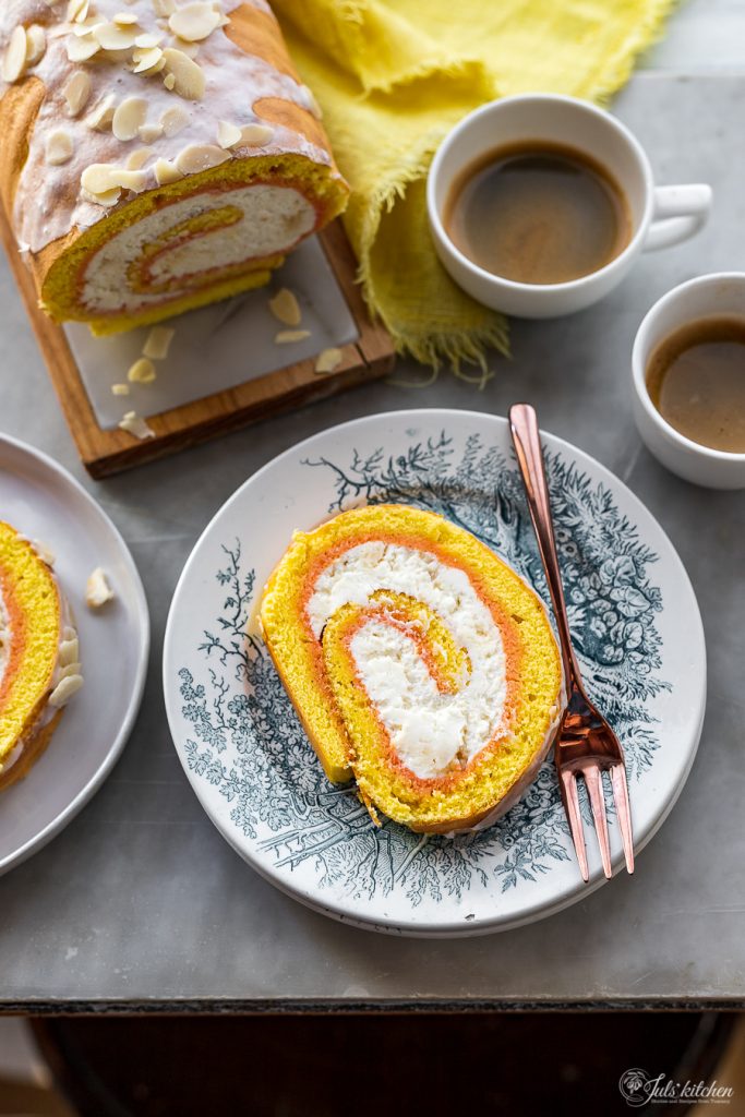 Ricotta sponge roll cake