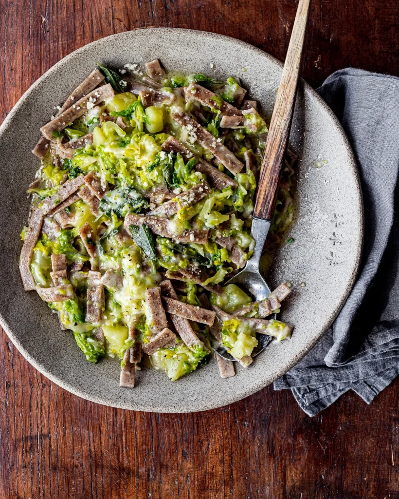 Pizzoccheri, Buckwheat Flour Pasta with Cabbage and Cheese