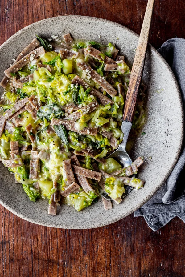 Pizzoccheri, Buckwheat Flour Pasta with Cabbage and Cheese